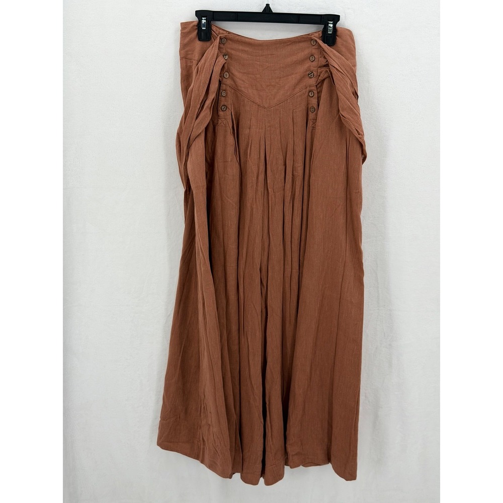 Free People Pants Womens Medium Rust Brown Wide Leg Bohemian High Rise Coastal